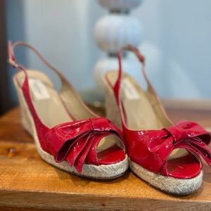 Valentino Garavani Red Bow Platform Wedges Size 38 EUC